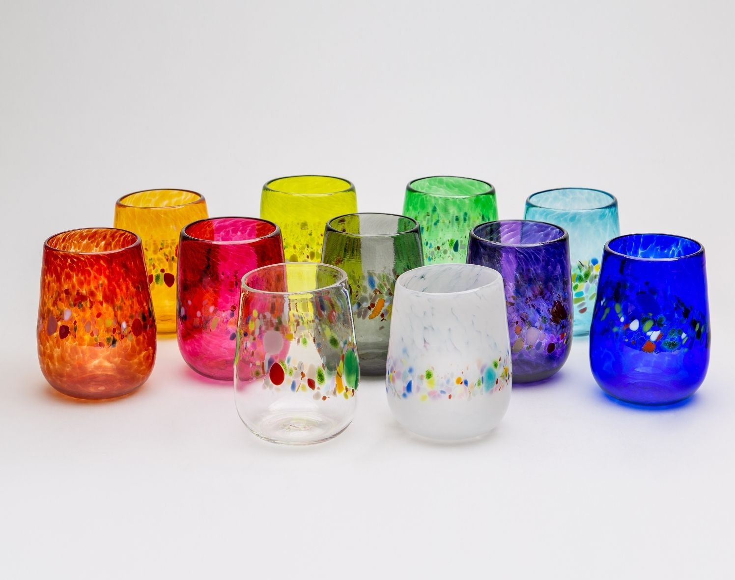 Rainbow Stemless Wine Glass